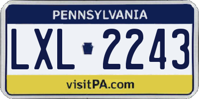 PA license plate LXL2243