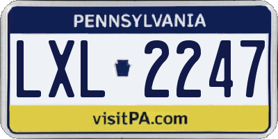 PA license plate LXL2247