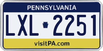 PA license plate LXL2251