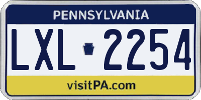 PA license plate LXL2254