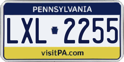 PA license plate LXL2255