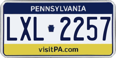 PA license plate LXL2257