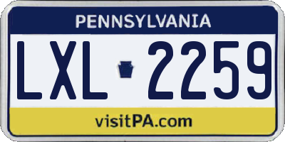 PA license plate LXL2259