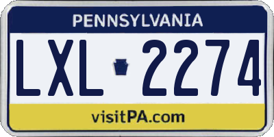 PA license plate LXL2274