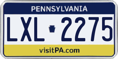 PA license plate LXL2275
