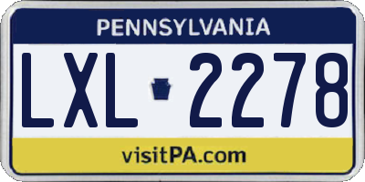 PA license plate LXL2278