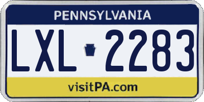 PA license plate LXL2283
