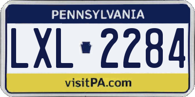 PA license plate LXL2284