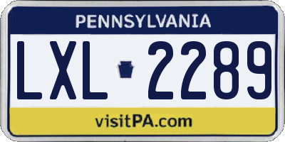 PA license plate LXL2289