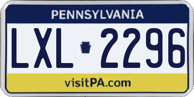 PA license plate LXL2296