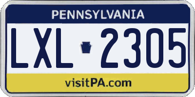 PA license plate LXL2305