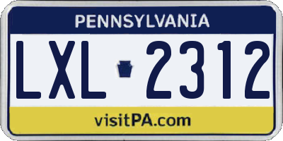 PA license plate LXL2312
