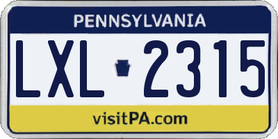 PA license plate LXL2315