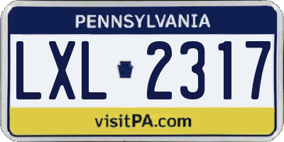PA license plate LXL2317