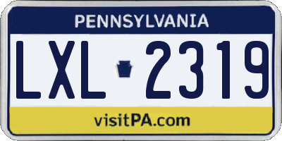 PA license plate LXL2319