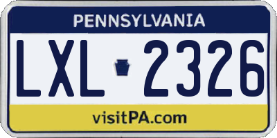 PA license plate LXL2326