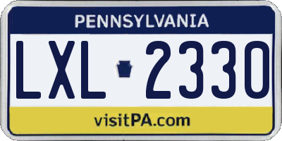 PA license plate LXL2330