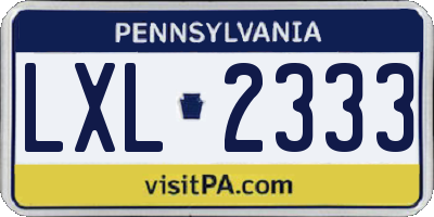 PA license plate LXL2333