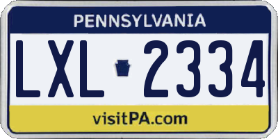 PA license plate LXL2334