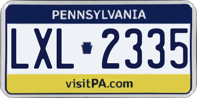 PA license plate LXL2335