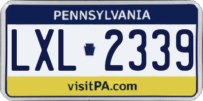 PA license plate LXL2339