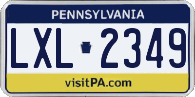 PA license plate LXL2349