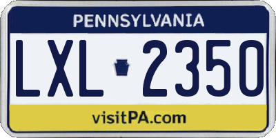 PA license plate LXL2350