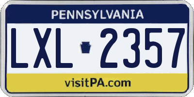 PA license plate LXL2357