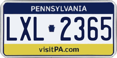 PA license plate LXL2365