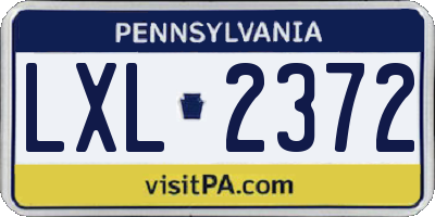 PA license plate LXL2372