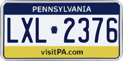 PA license plate LXL2376