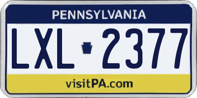 PA license plate LXL2377