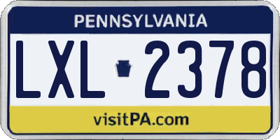 PA license plate LXL2378