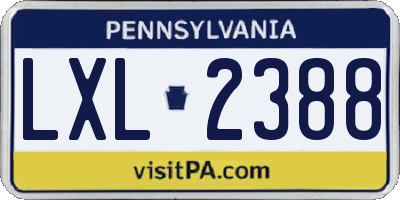 PA license plate LXL2388