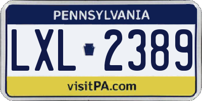 PA license plate LXL2389