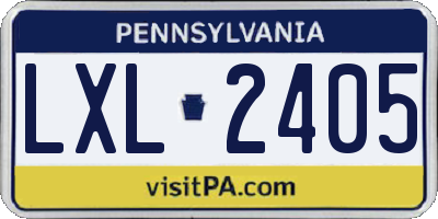 PA license plate LXL2405