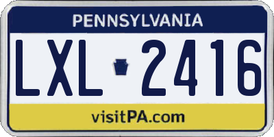 PA license plate LXL2416