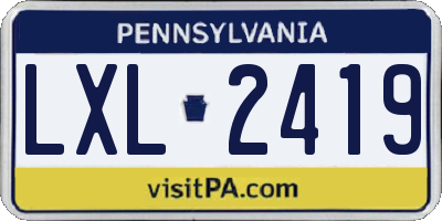 PA license plate LXL2419