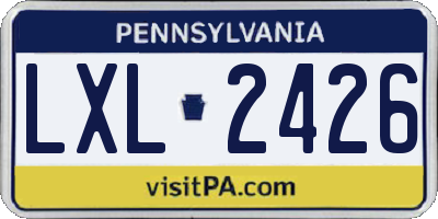PA license plate LXL2426