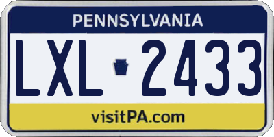PA license plate LXL2433