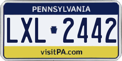 PA license plate LXL2442