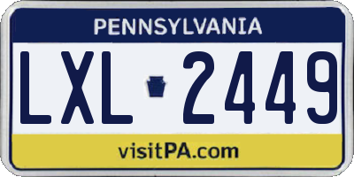 PA license plate LXL2449