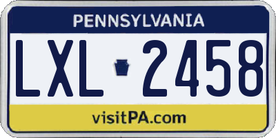 PA license plate LXL2458