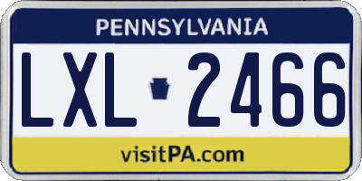 PA license plate LXL2466