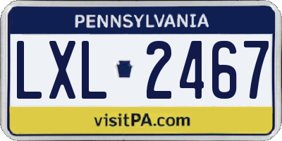 PA license plate LXL2467