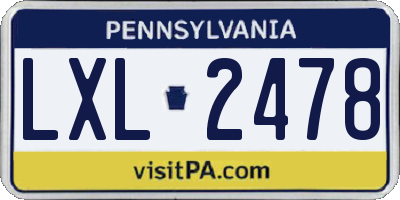 PA license plate LXL2478