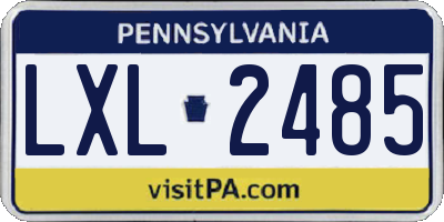 PA license plate LXL2485