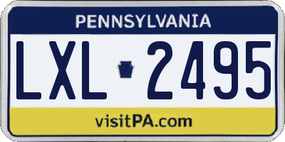 PA license plate LXL2495