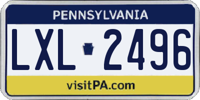 PA license plate LXL2496