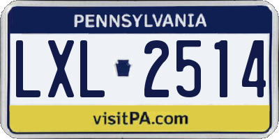 PA license plate LXL2514